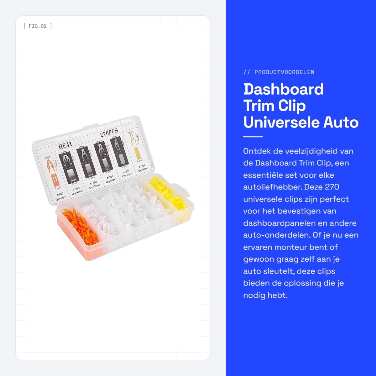 Dailygoods- Dashboard Trim Clip - 270 Stuks - Universele Auto Console Bevestigingsset - Kunststof - Sterk en Duurzaam - Vervangt Paneelclip