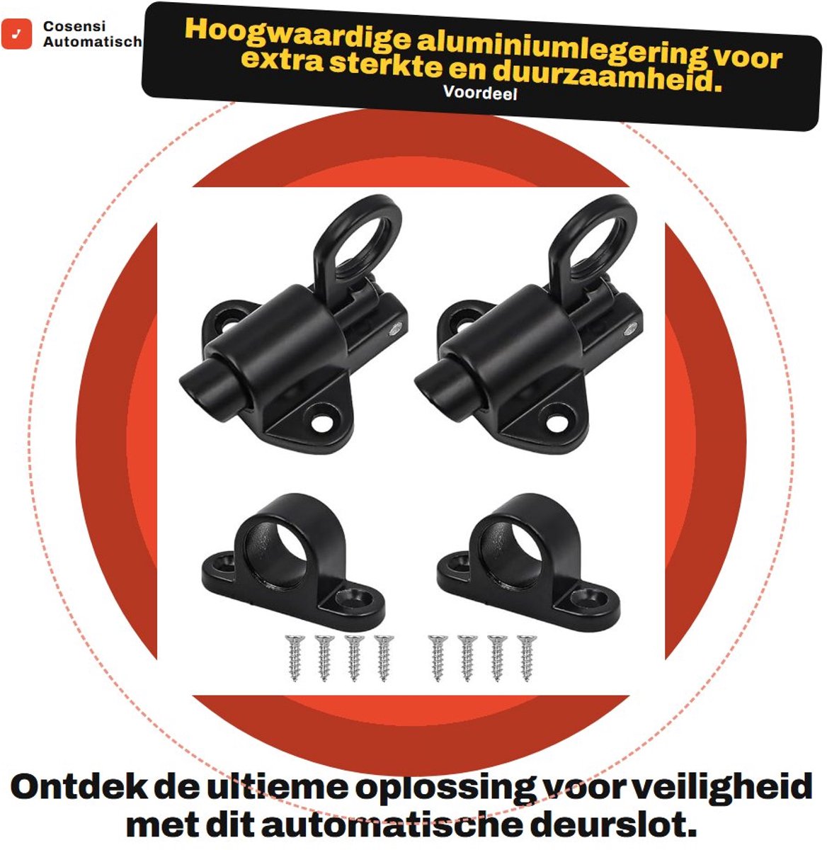 Dailygoods- Deurslot Automatisch - Deurbeslag - Deurslot Buitendeur - Deurslot Binnendeur - Deurslot met Schroeven - 2 Stuks Aluminiumlegering