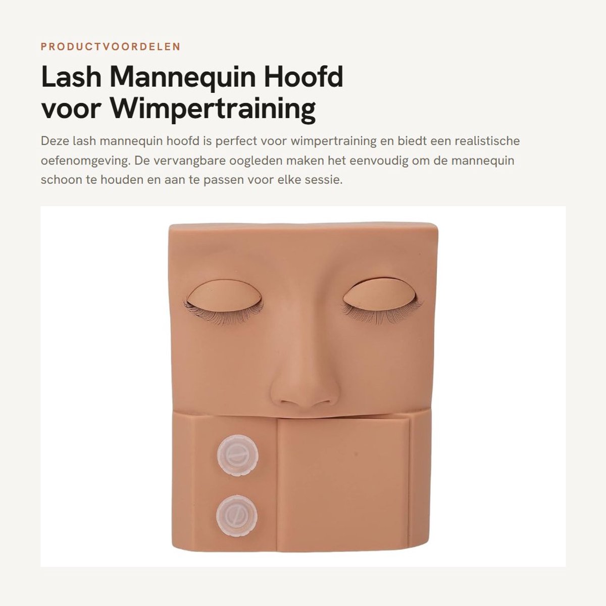 Dailygoods- Mannequin Hoofd Hoge Simulatie - Oefenhoofd - Vervangbare Oogleden - Herbruikbaar PVC - Eenvoudig te Reinigen - Geschikt voor Make-up en Wimpertraining - Wimperdummy