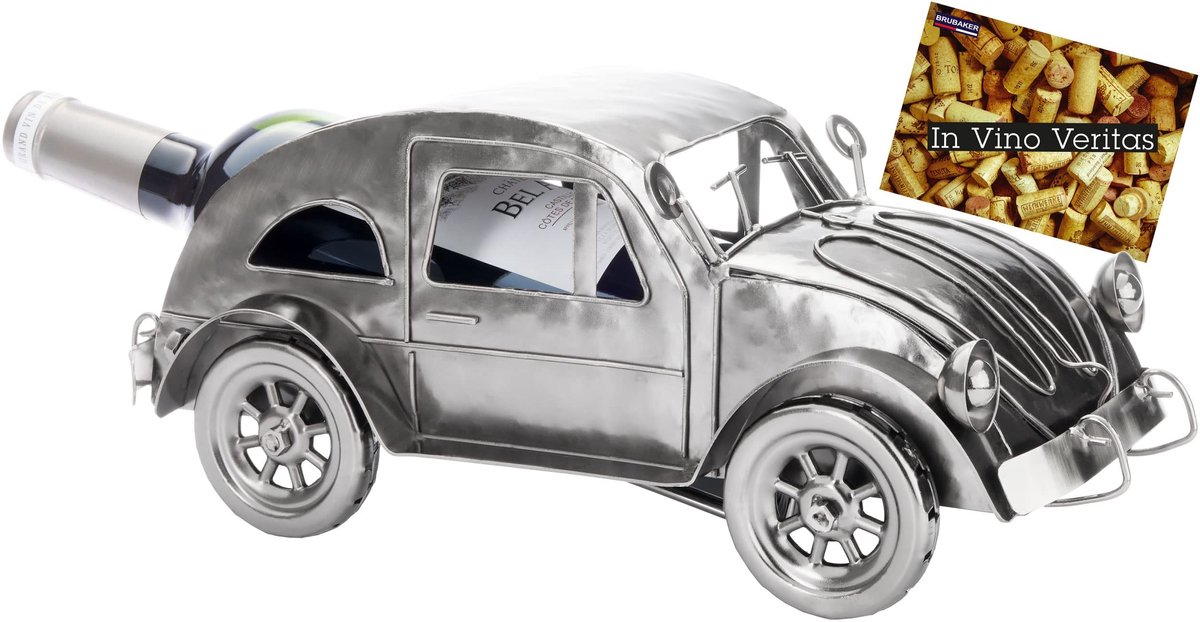 Dailygoods- Wijnfleshouder Vintage Auto - Handgemaakt Ruwijzer - Wijnfles Decoratie - Uniek Cadeau voor Autoliefhebbers - 32 cm - Hoogwaardige Flessenhouder - Wijnrek
