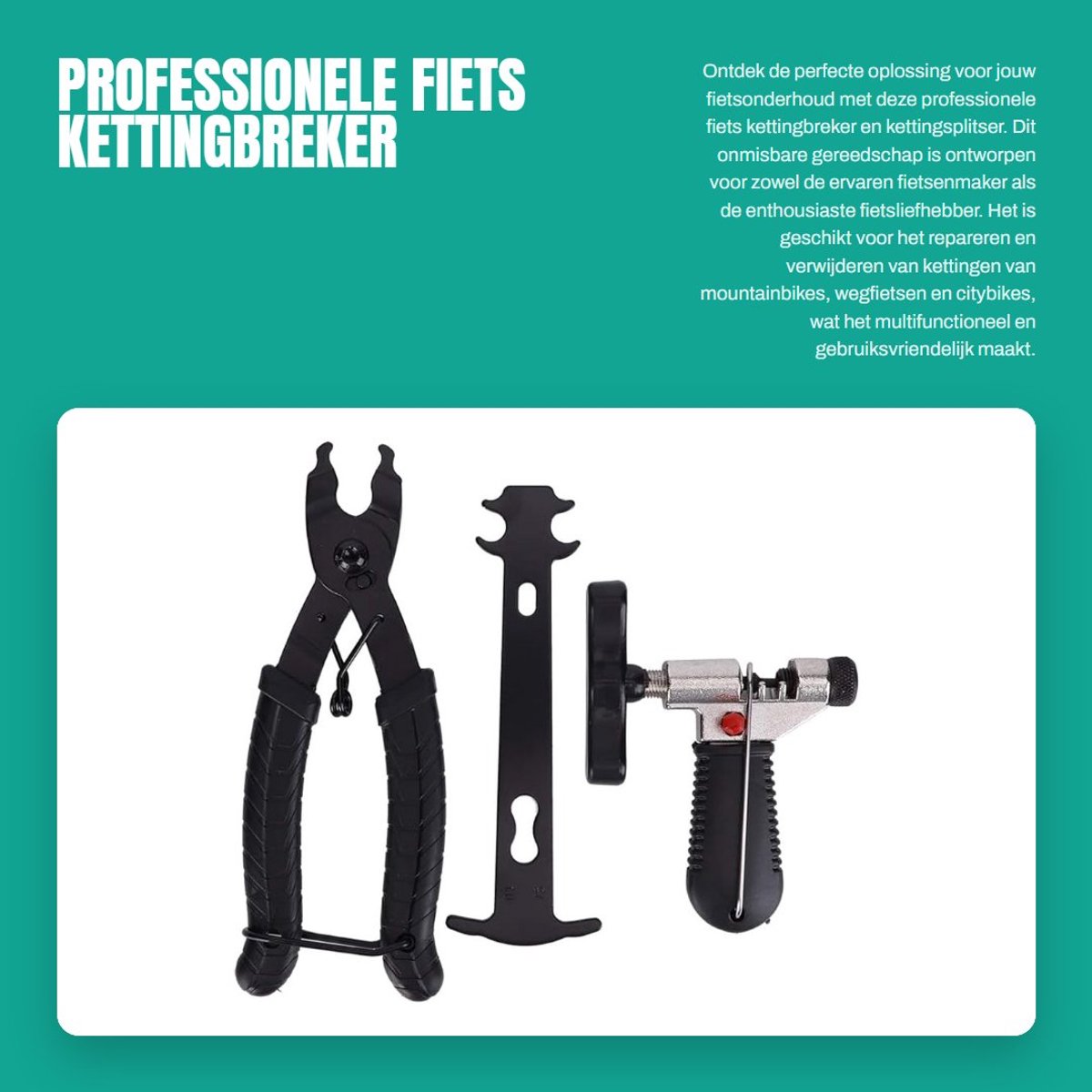 Dailygoods- Fiets Kettingbreker Professioneel - Fietsgereedschap Koffer - Kettingsplitser - Fietsgereedschap Set - Fietsgereedschapsset - Geschikt voor Mountainbike/Wegfiets