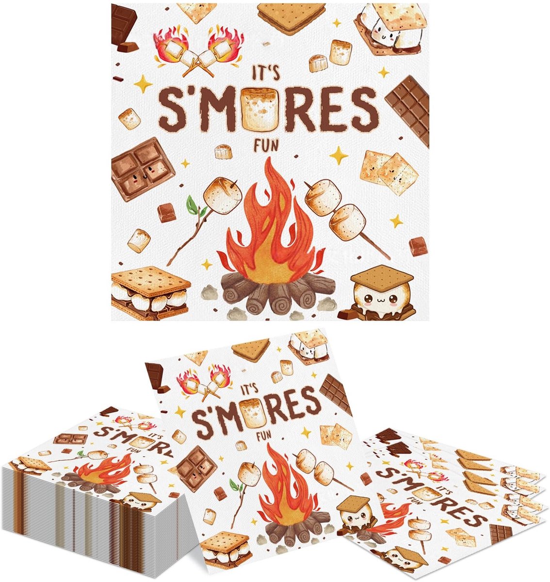 Dailygoods- Servetten 40 Stk - Papieren Servetten - Campingmotief - Tafeldecoratie - Verjaardag - Baby Shower - Themafeest - Feestservetten