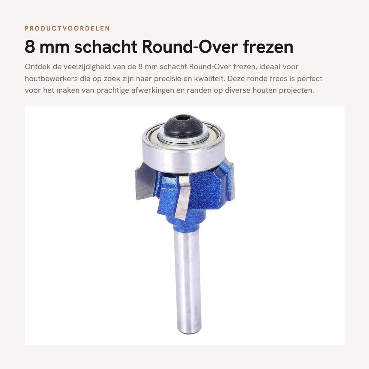 Dailygoods- Ronde Frezen 8 mm - Cemented Carbide - 4 Tanden - Houtbewerking - Beading Cutter - Verstelbare Lengte - Ronde Frees