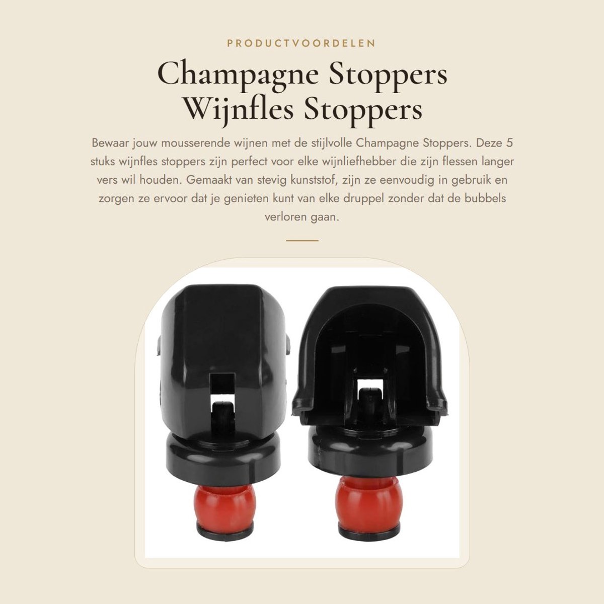 Dailygoods- Champagnestoppers 5 Stuks - Wijnstopper Vacuum - Flessenstop - Wijnstopper Grappig - Wijnkurken - Plug Sealer