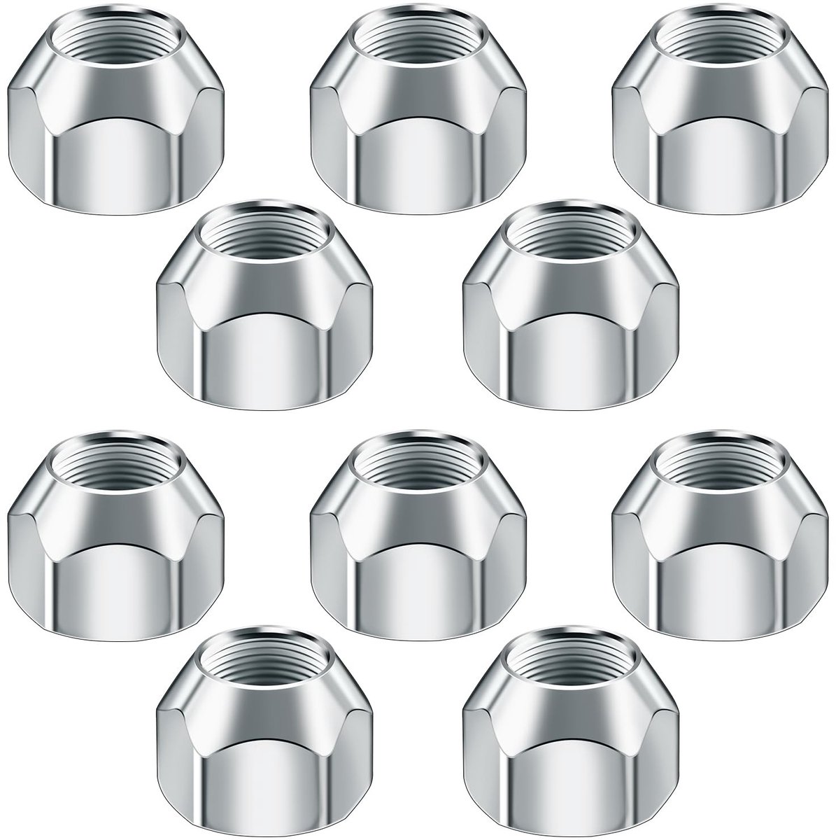 Dailygoods- Wielmoer Set van 10 - Aanhangwagen Wielmoeren - Koolstofstaal - 1/2-20 Inch - 60 Graden Kegelhoek - Vervangingsset - Moeren