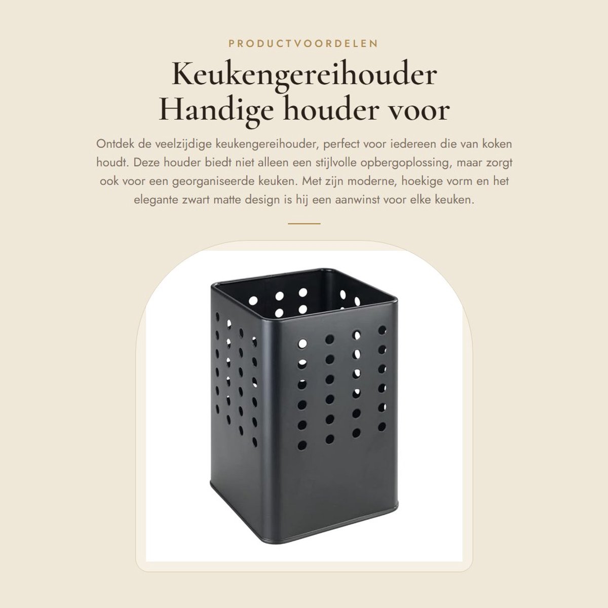 Dailygoods- Keukengereihouder moderne vorm - Keukenorganizers - Keukenaccessoires - Gepoedercoat metaal - Opbergruimte - Geperforeerd patroon - Keukenorganizer