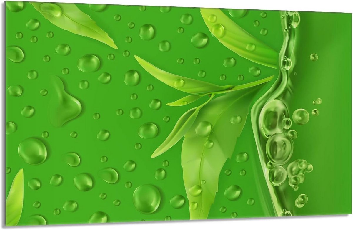 Kookplaat Afdekplaat - Snijplank Glas - Keuken Werkruimte - Gehard Glas - 80x52 cm - Bladeren