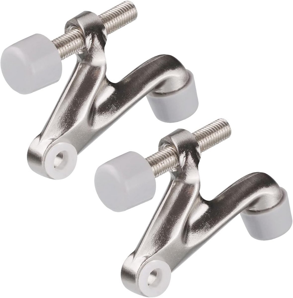 Scharnierdeurstopper - Deurstopper - Muren beschermen - Verstelbare rubberen bumper - Set van 2 - Geborsteld nikkel