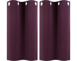 Keukengordijnen 2 stuks - Vitrage korte gordijnen - Privacy creëren - Verduisterend effect - 90x74 cm - Bourgondië