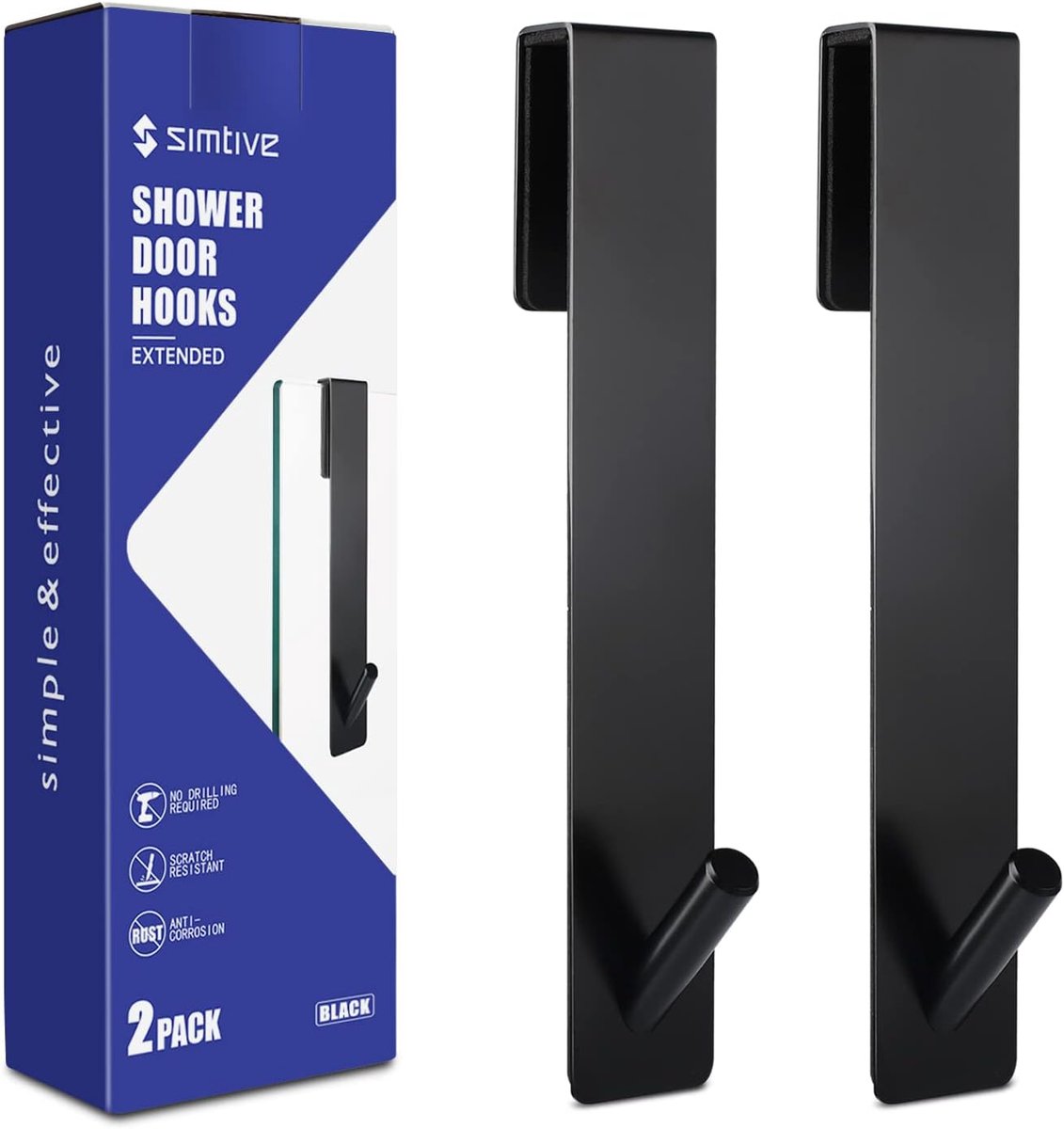 Douchedeur Haken - Badkamer Haken - Ruimte Besparen - Geen Boren Nodig - 7 Inch - Zwart