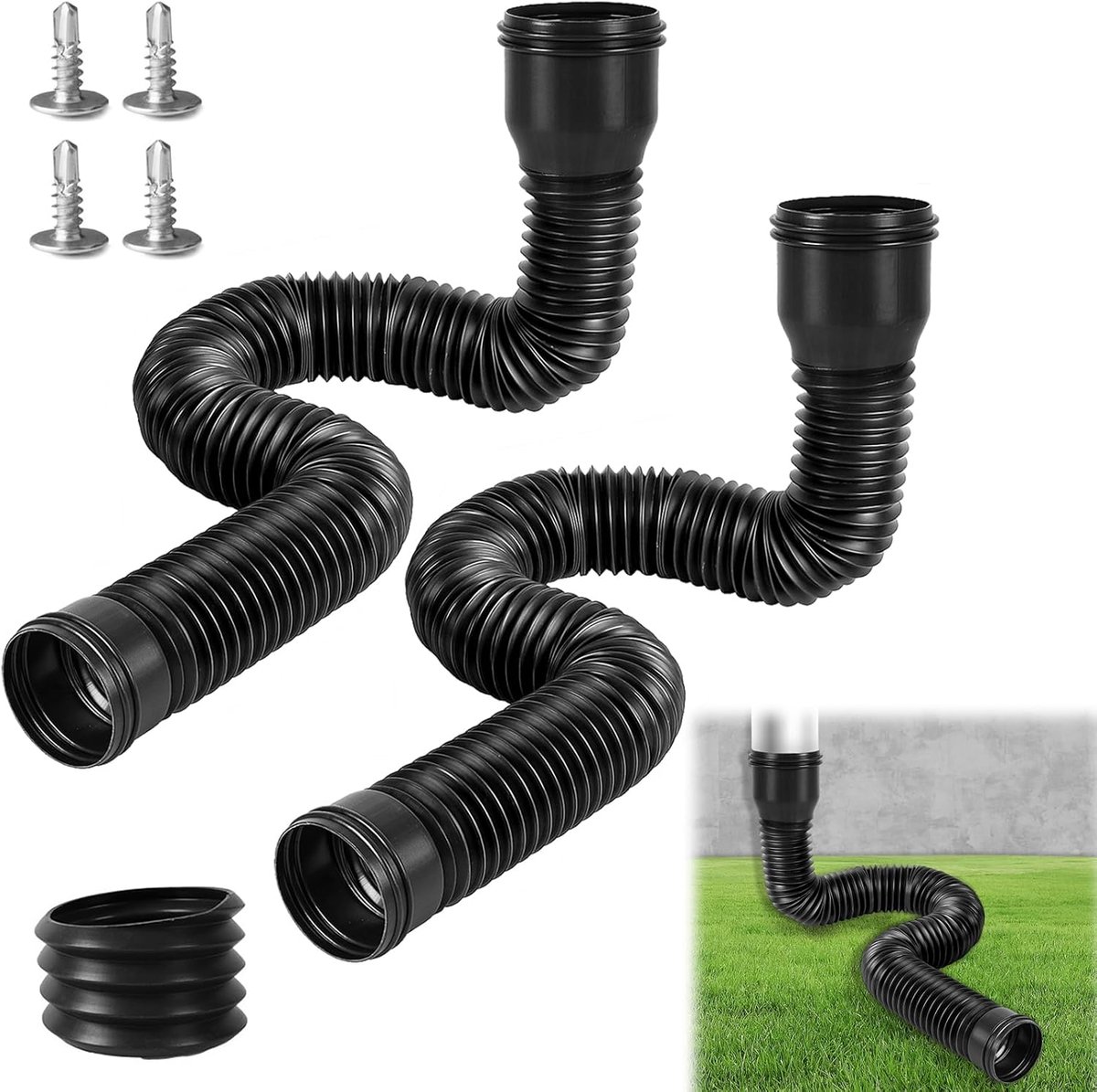 Dakgootverlenging - Regenpijp verlenger - Water afvoeren - Flexibele aanpassing - 47 tot 150 cm - Zwart