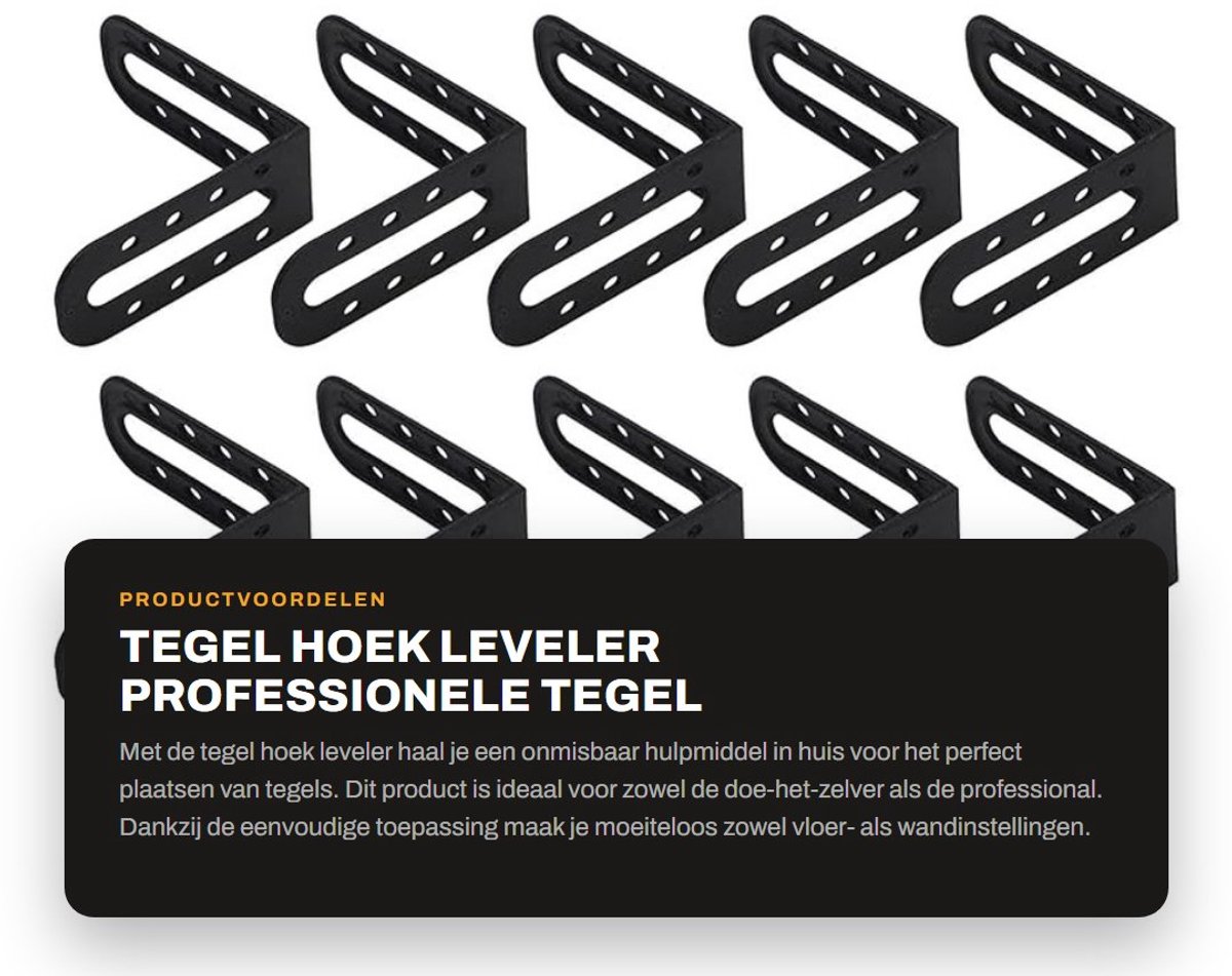 Dailygoods- Tegelhoekleveler 25 Stuks - Professionele Tegelnivelleerder - ABS Materiaal - Zwart - Dikte 1,96 mm - Perfect voor Vloer/Wand Tegels - Tegelsysteem