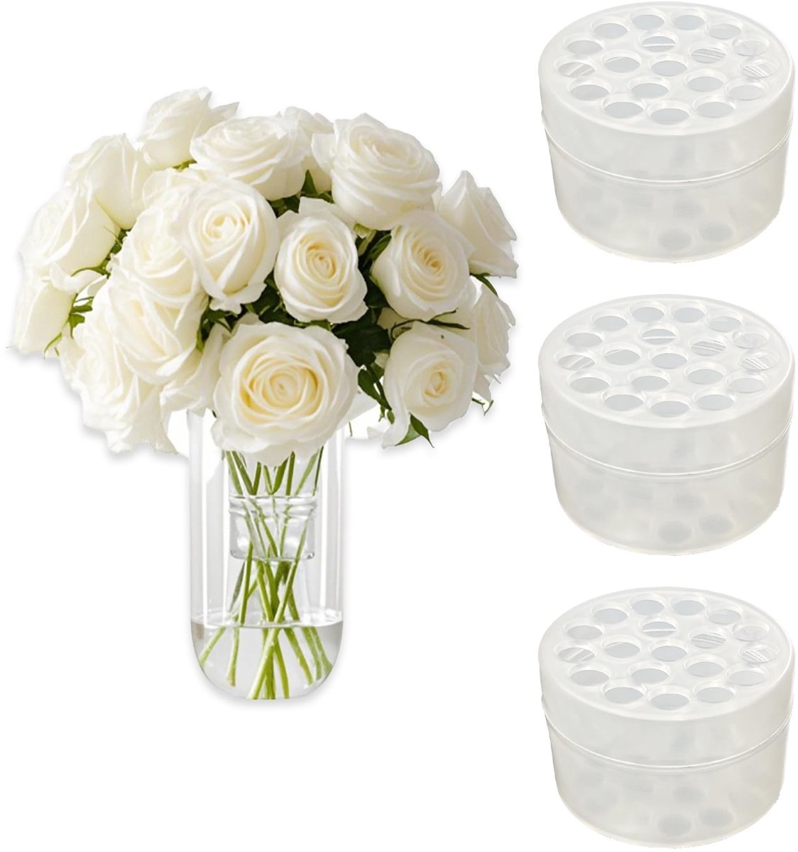 Dailygoods- Bloemensteelhouder - 3 Stuks - 7 x 5 cm - Bloemenhouder - Spiraalsteelhouder - Duurzaam Kunststof - Waterbestendig