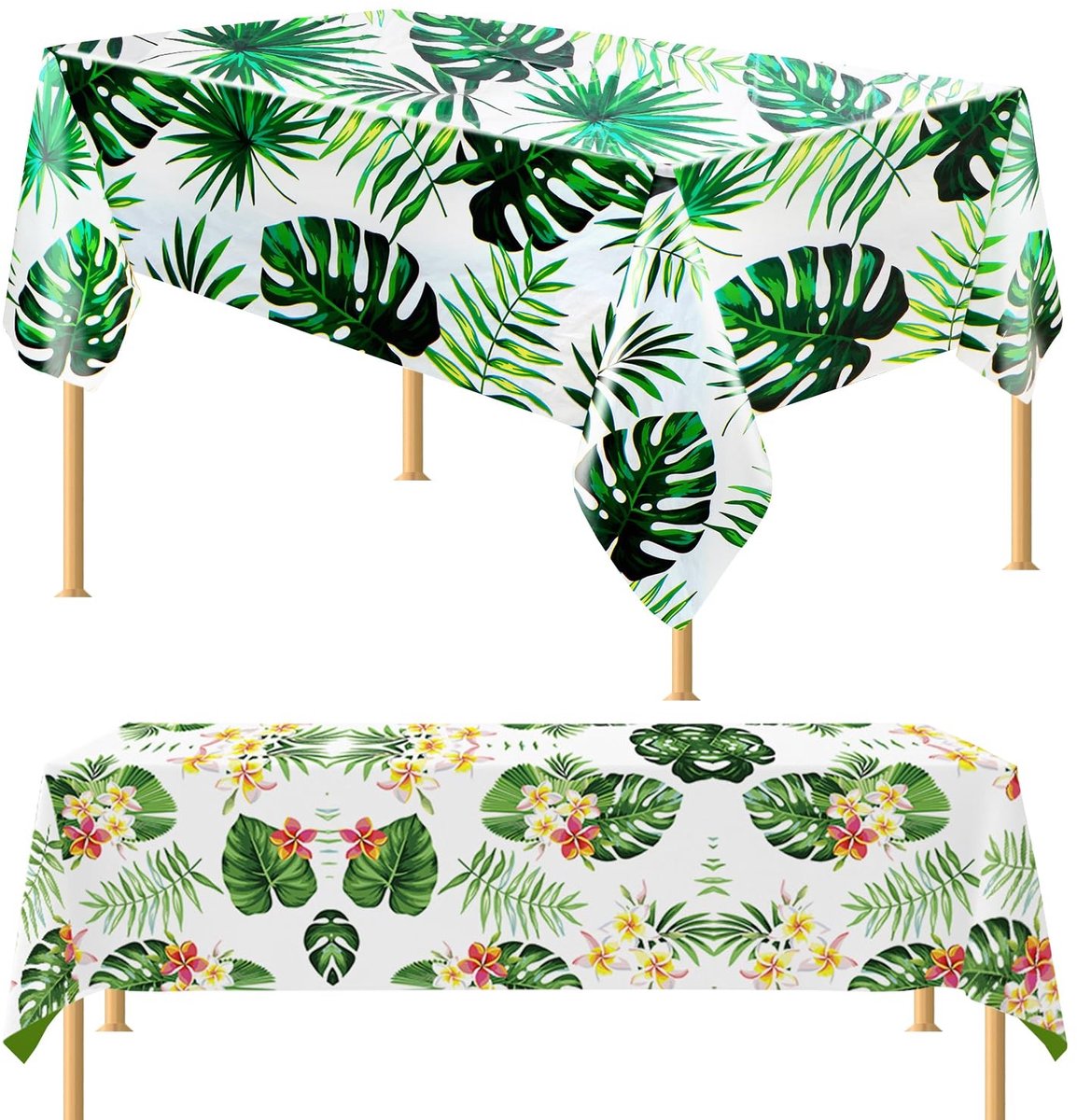 Dailygoods- Tafelkleed Waterdicht - Tafelkleed Outdoor - Tafelkleed Kunststof - Tafelkleed Tropisch - 2 Stuks - Afmetingen 137 x 274 cm - Tafelbedekking
