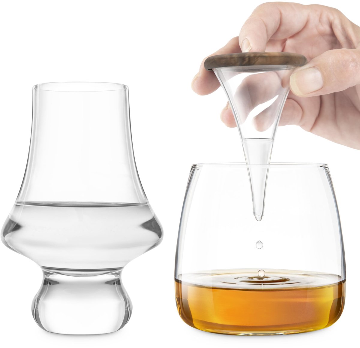 Dailygoods- Whisky Druppelaar Set - Waterdruppelaar - Borosilicaatglas - Loodvrij Kristalglas - 6 oz (195 ml) - Siliconen Dop