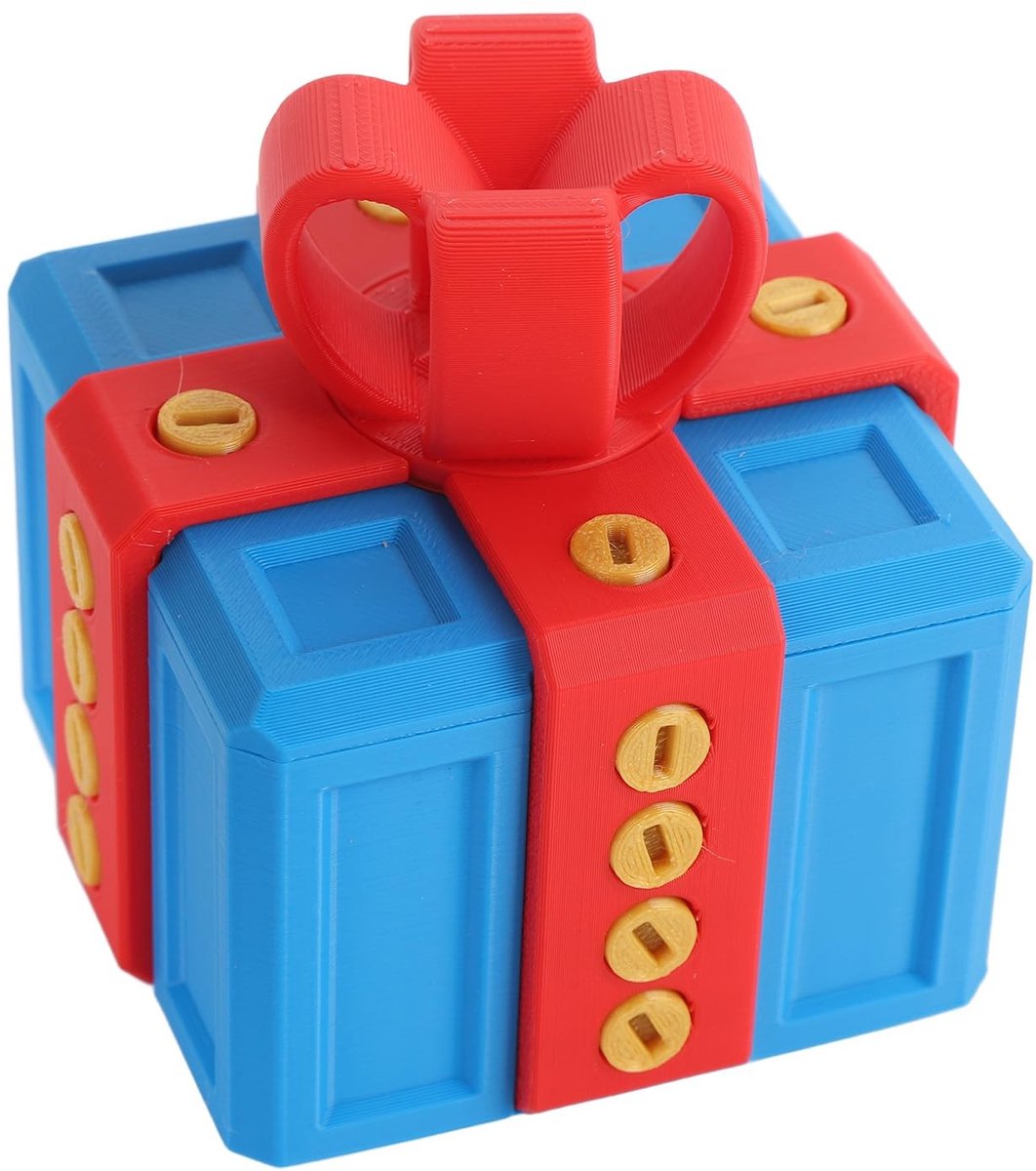 Dailygoods- Geschenkdoos 3D-print - Uitdagende Unboxing-ervaring - Puzzelbox - Materiaal PLA - Afmetingen 8 x 8 x 8 cm - Inclusief schroevendraaier - Puzzeldoos
