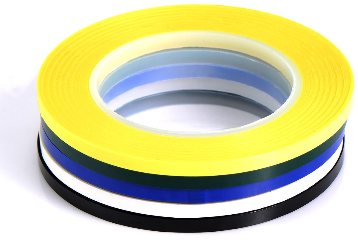 Dailygoods- Grafisch Bord Tape 3 mm Breed - Zelfklevende Tape - 6 Kleuren - Markering Linten - 33 m Lengte - Geschikt voor Whiteboard - Markeertape