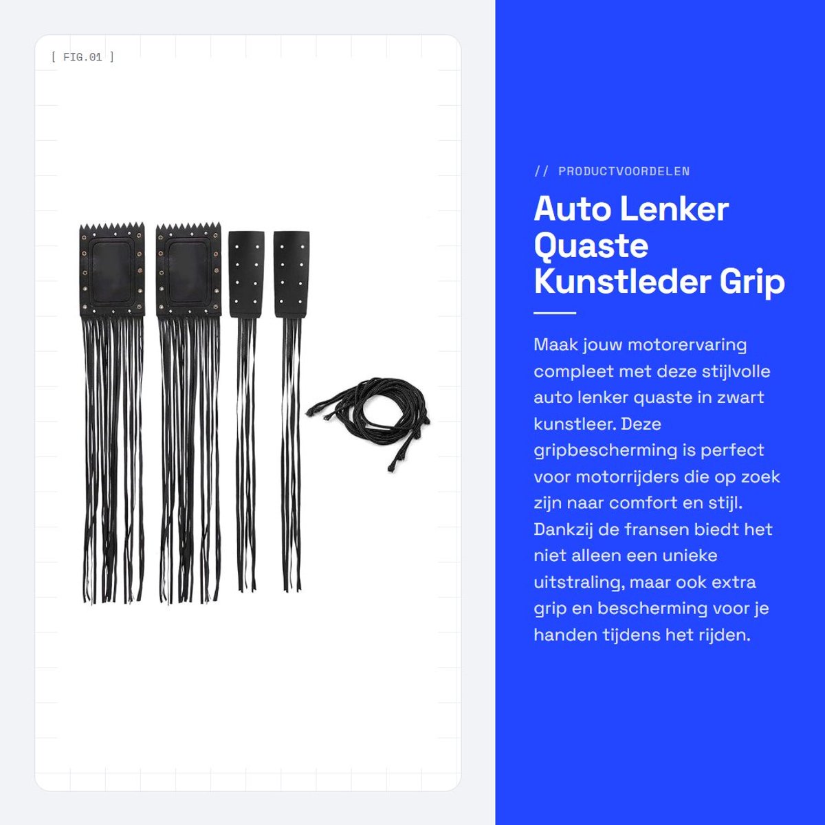 Dailygoods- Lenkerquaste Kunstleder - 2 Stuks - Fransen - Griff - Hebel - Universeel - Handvatbescherming