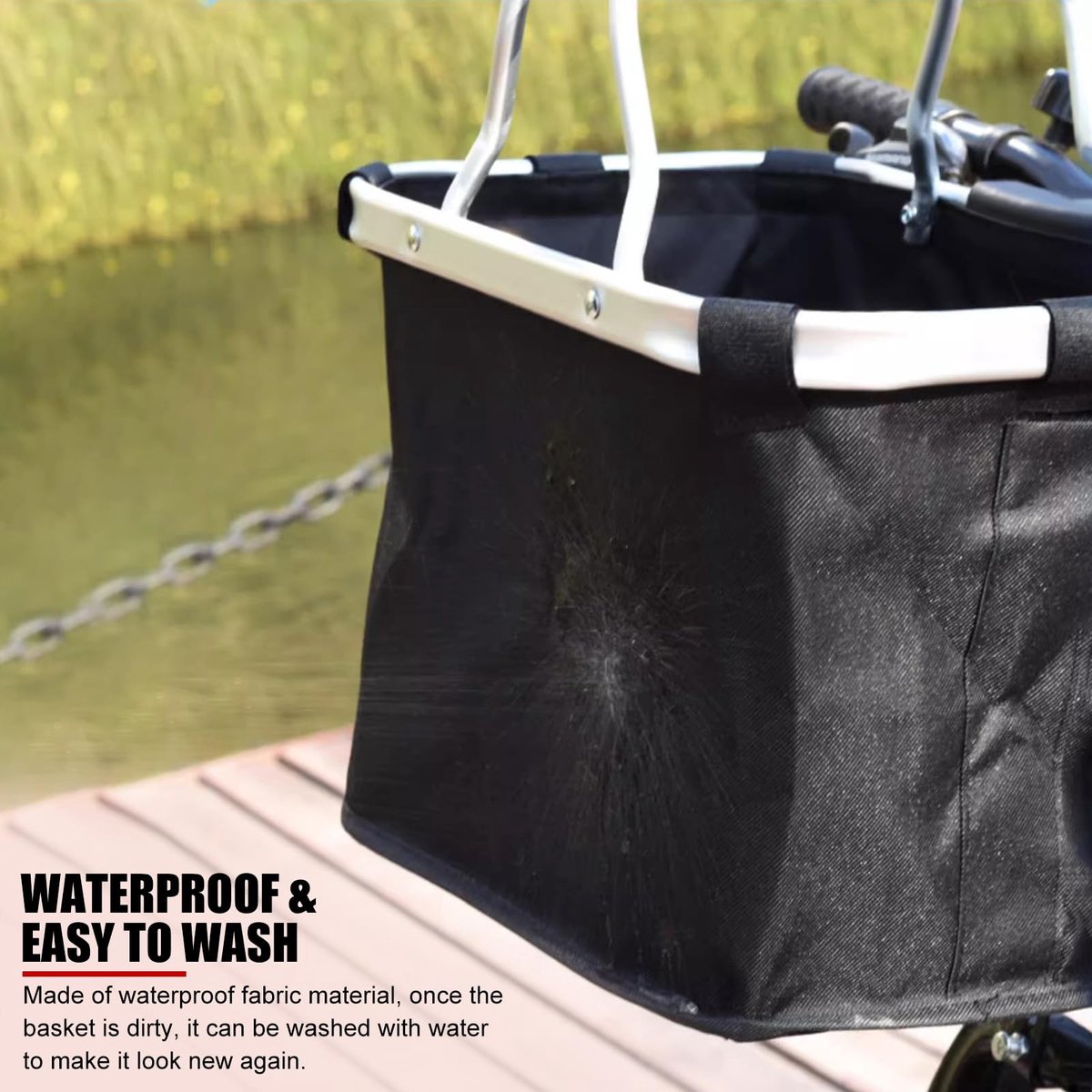 Dailygoods- Fietsmand Afneembaar - Aluminium - Canvas - Voor Stuur - Voor Honden/Katten - 34x34x34 cm - Fietsmandje