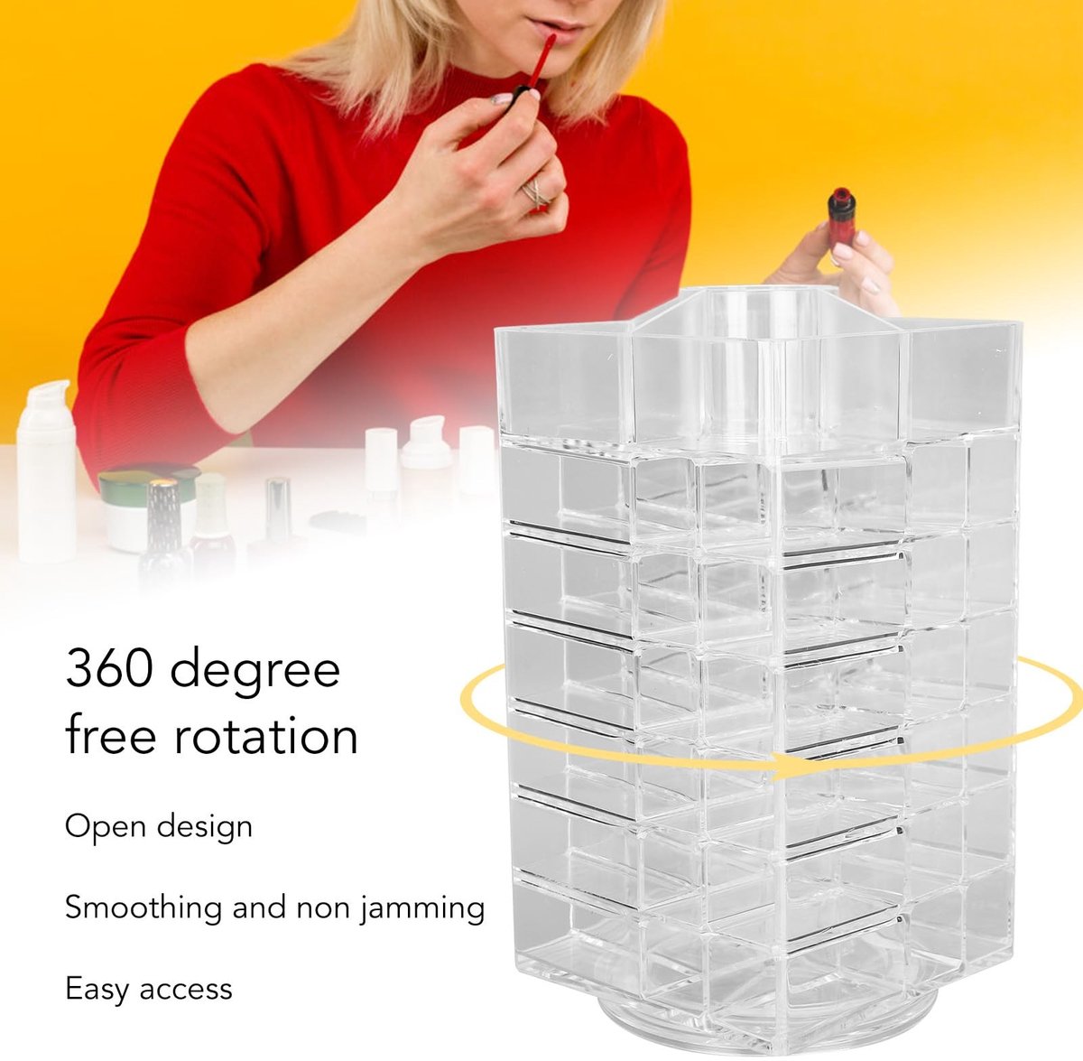Dailygoods- Lippenstifthouder 360 Graden Roterend - Cosmetica Organizer - Lipgloss Houder - Grote Capaciteit - Veilig Ontwerp - Kantelende Structuur