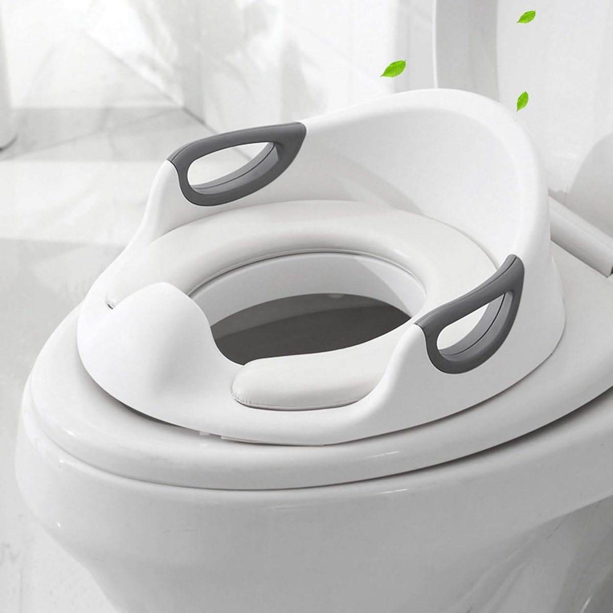 Kinder Toiletbril - Potty Trainer - Zelfstandig Zindelijk - Met Anti-spatrand - 1-7 Jaar - Grijs