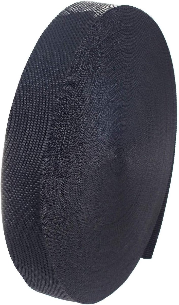 Polypropyleen Singelband - PP Band Draagband - DIY Projecten - 14 mm Dik - 50 meter x 38 mm - Zwart