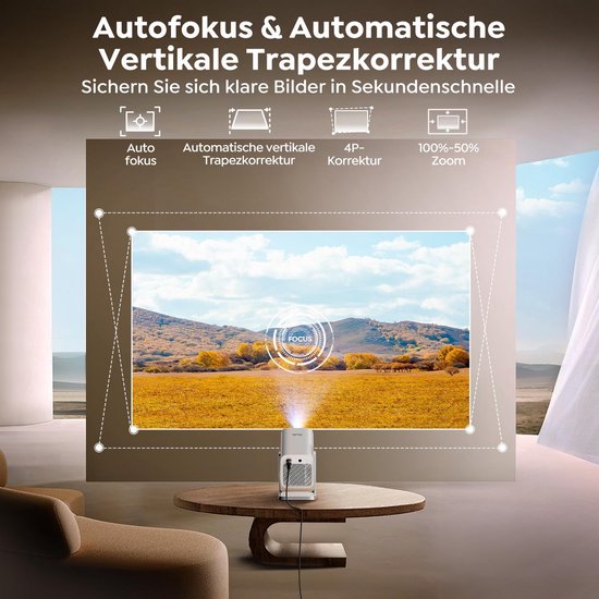 Smart Beamer - Home Cinema - Film Avond - Automatische Trapeziumcorrectie - 1080P FHD - Zilver Grijs van smart — afbeelding 5