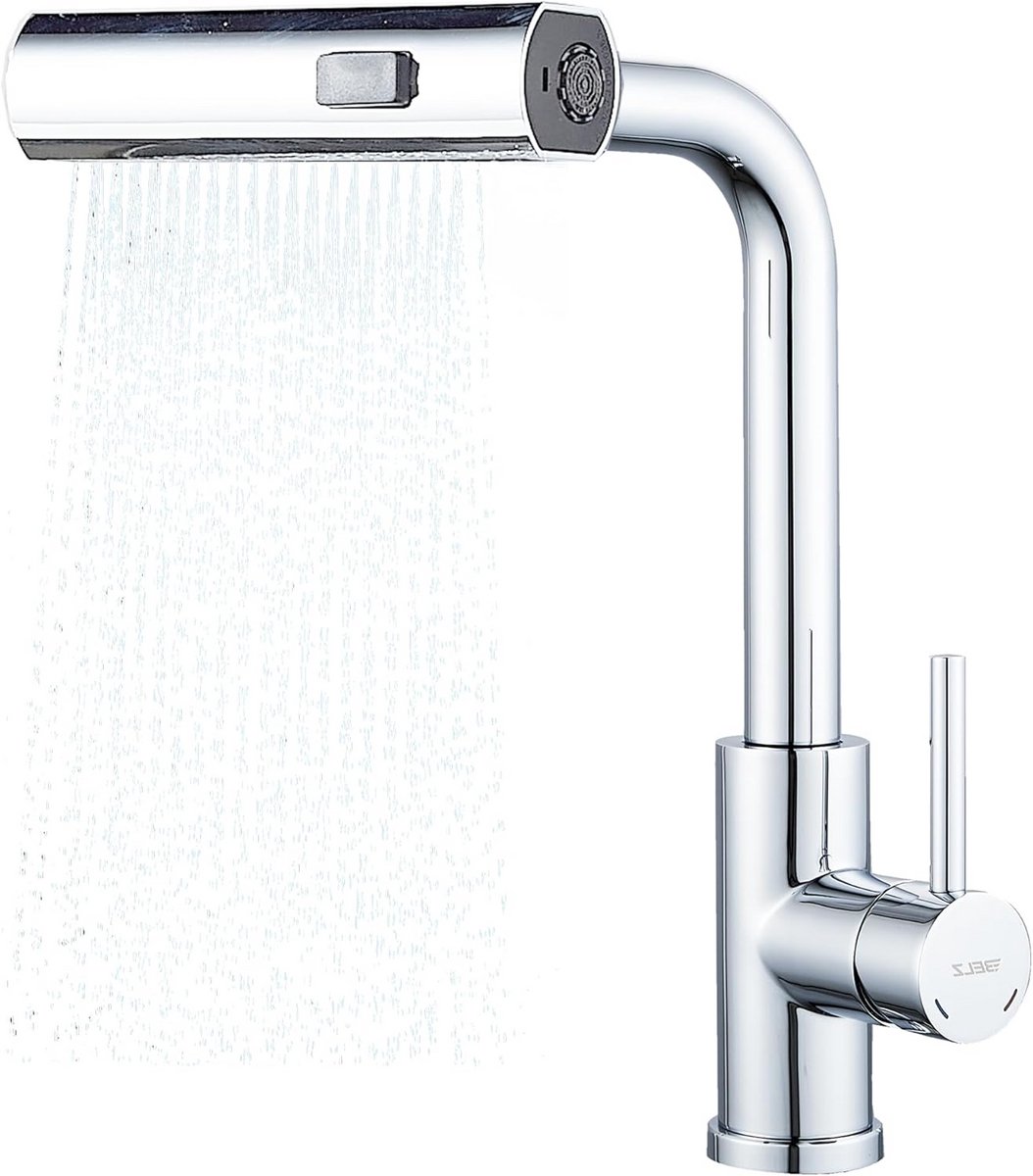 Keukenmengkraan Uittrekbaar - Keukenkraan Spoelbak - Hygiënisch Werken - Anti-spat Waterva