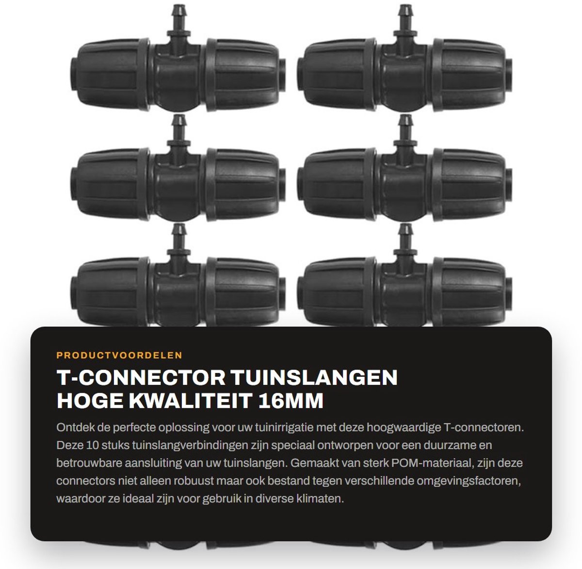 Dailygoods- Slangconnector Hoogwaardige Kwaliteit - T-Connector - Tuin Connector - Duurzaam - 10 Stuks - 8.4 x 4.2 cm - Tuinslangconnector