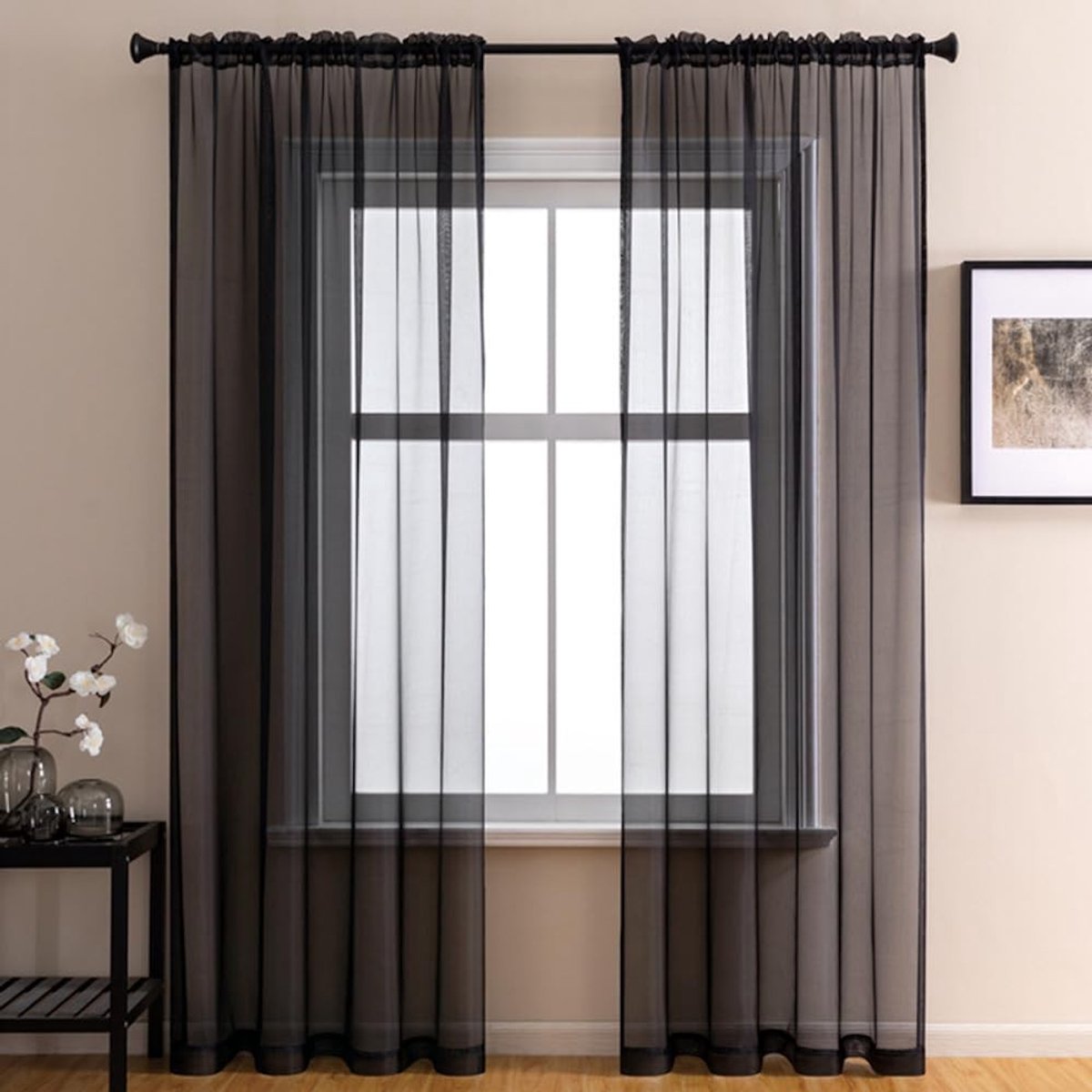 Dailygoods- Voile Gordijn 100 x 250 cm - Transparant Gordijn - Polyester - Luchtig Deco-Gordijn - Geschikt voor Woonkamer/Slaapkamer - Eenkleurig