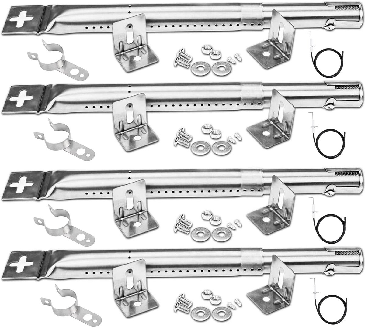 Dailygoods- Brander Universeel 4 Stuks - Roestvrijstalen Constructie - Geschikt voor Gasgrills - Uitbreidbaar van 30,5 tot 44,5 cm - Inclusief Hardware - Eenvoudige Installatie - Gasbrander
