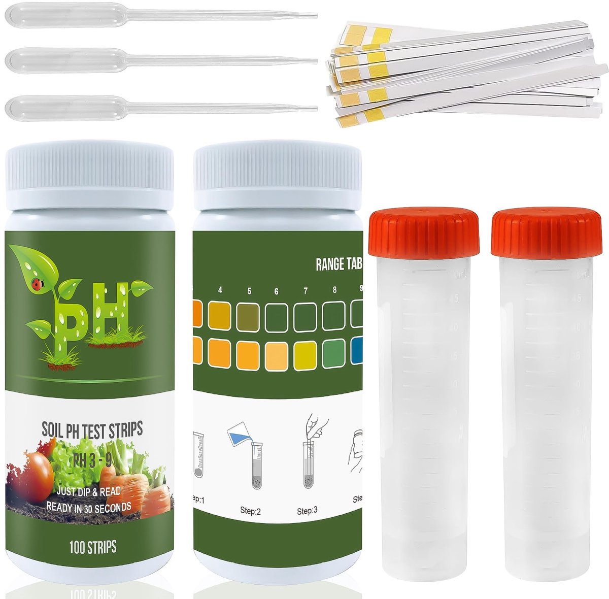Dailygoods- pH-tester stripkit 100 tests - bodemtester pH - voor tuinen - gazons - huizen - gebruiksaanwijzing inbegrepen