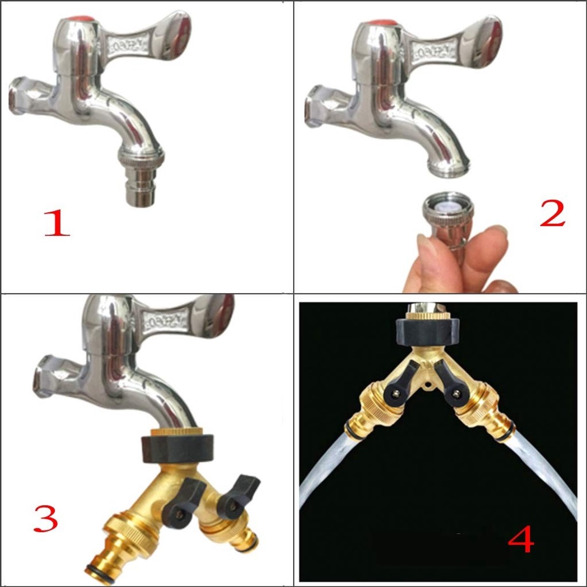 Dailygoods - Dubbele Kraanadapter - Tuinaccessoire - Eenvoudig te installeren - Waterbesparend - Geschikt voor binnen en buiten - Hoogwaardige kwaliteit