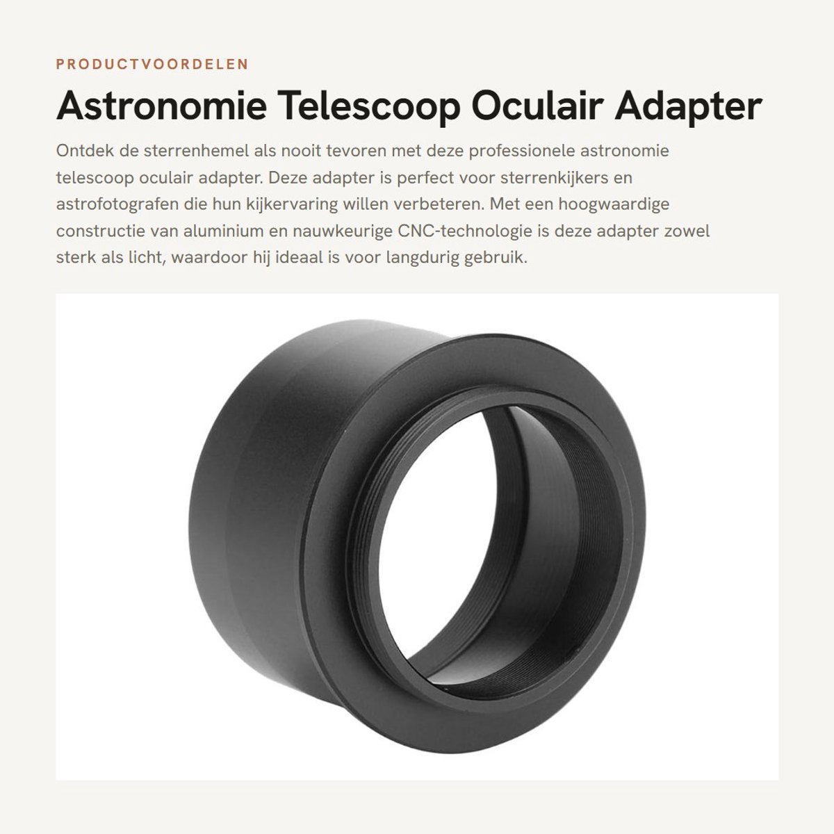 Dailygoods - Astronomie Telescoop Oculair Adapter - Professioneel 2 Inch naar T2 M42 - Lichtgewicht Aluminium - Camera Accessoires - Voor Sterrenkijke...