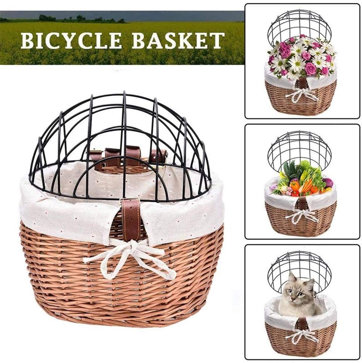 Dailygoods- Fietsmand Honden - Rieten Mand - Transportmand Huisdieren - Eenvoudig te Demonteren - 30x25x20cm - Lichtgewicht 415g - Hondenmand