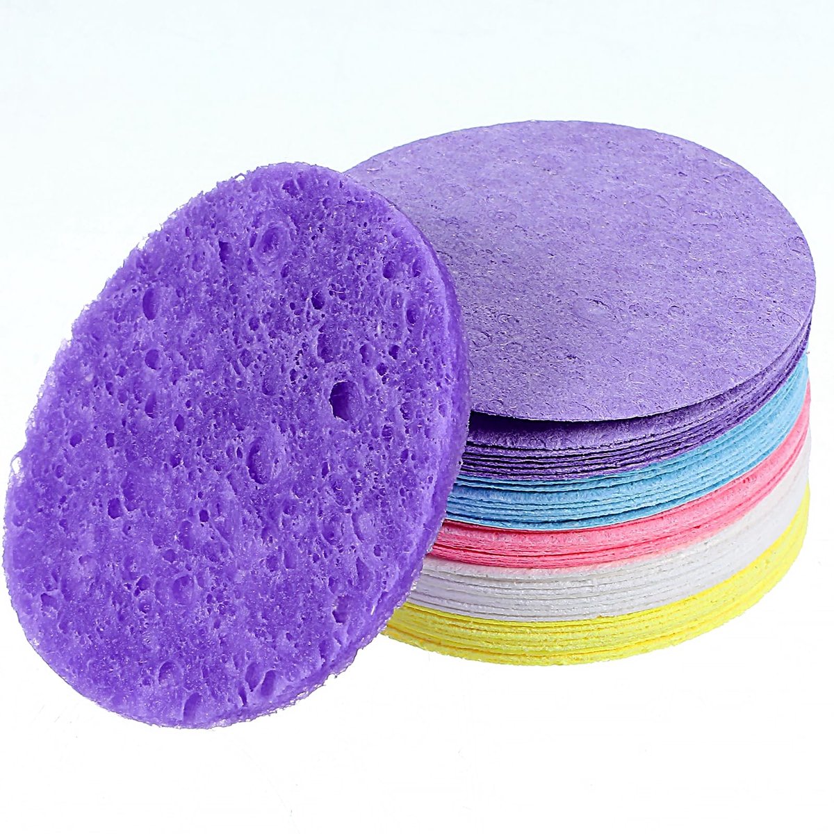 Dailygoods- Gezichtsspons 50 Stuks - Gecomprimeerde Reinigen/Scrub - Herbruikbaar - Huidverzorging - Diameter 6 cm - Natuurlijke Schoonheid - Reinigingsspons