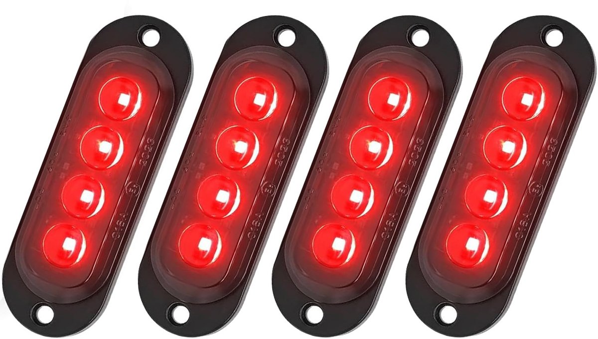 Dailygoods - 4 Stuks Rode LED-Zijmarkeringslichten voor Aanhangwagens