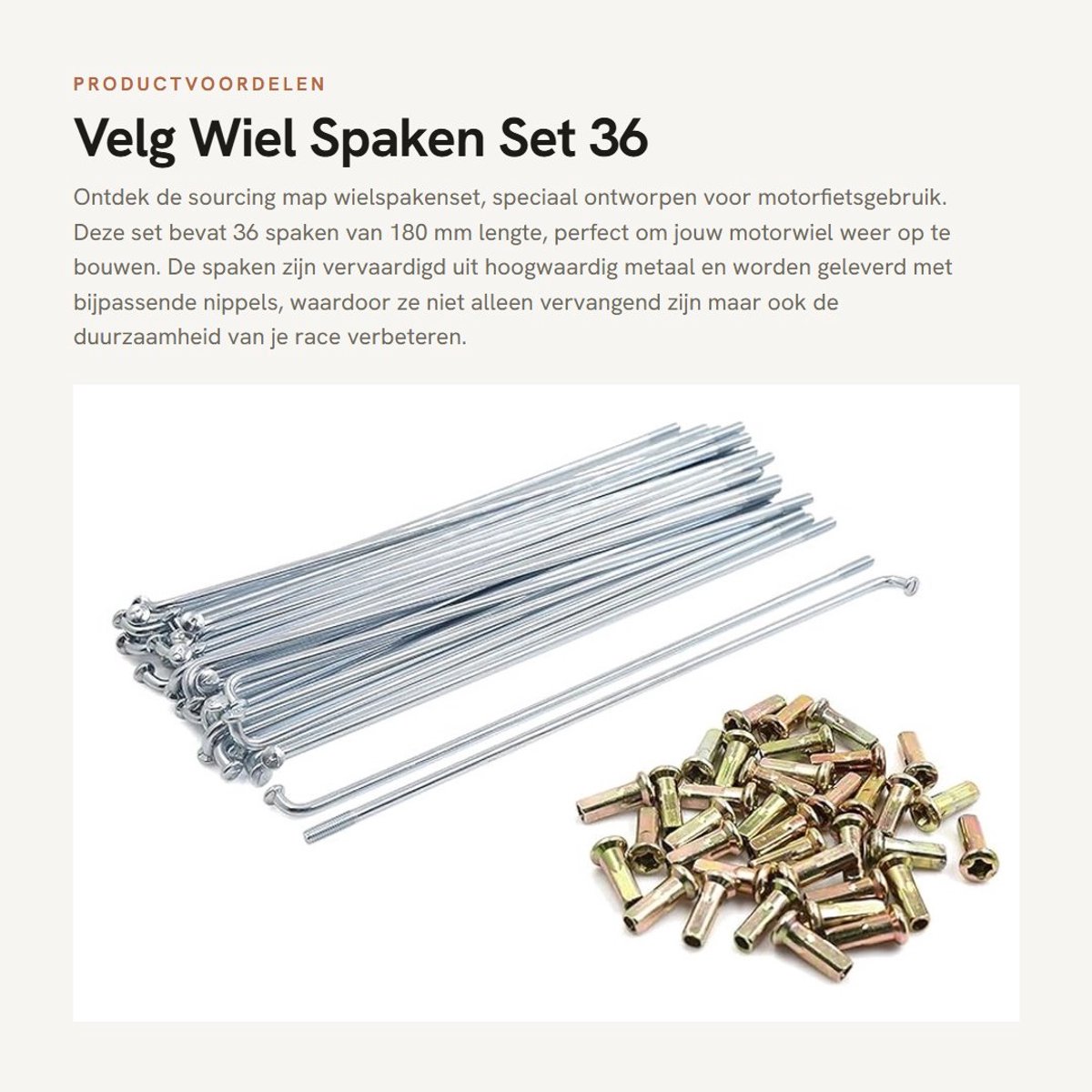 Dailygoods- Velg Wielspakenset 36 Stuks - Zilveren Spaken - 180 mm Lengte - Metaal met Nippel - Slagvast - Duurzaam - Wielspaken