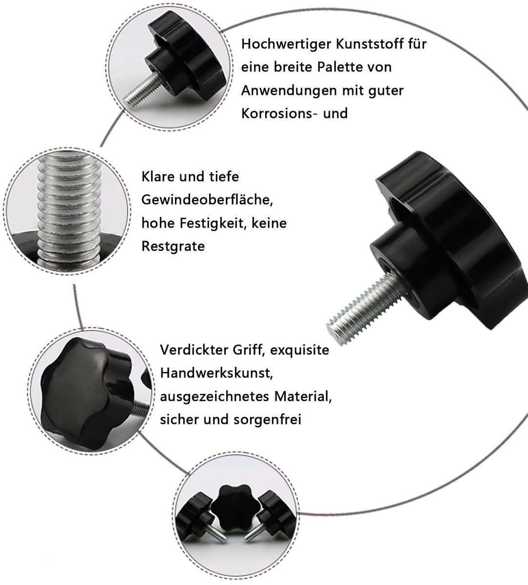 Dailygoods- Sterschroef 12 Stuks - Kartelschroef - Stergreep - Handvat - Klemknop - Robuust Kunststof - Handgreep