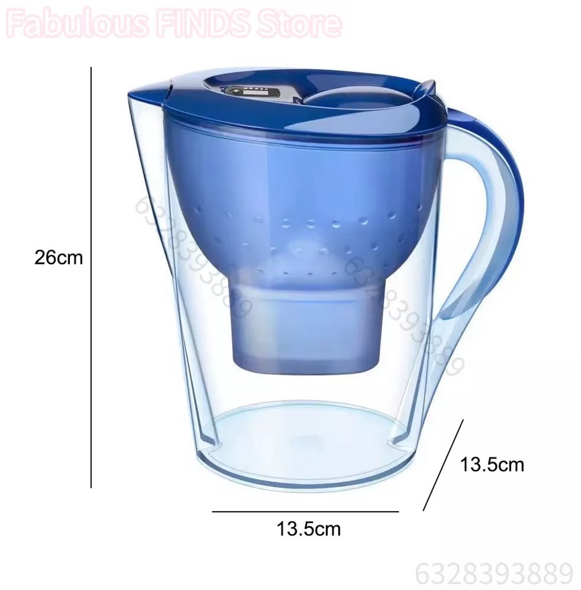 JOYNEXTBUY - Waterfilterkan 3,5 Liter – Drinkwaterfilter met Actieve Koolstoffilter – BPA-vrije Filterkan – Voor Keuken, Kantoor en Dagelijks Gebruik – Blauw