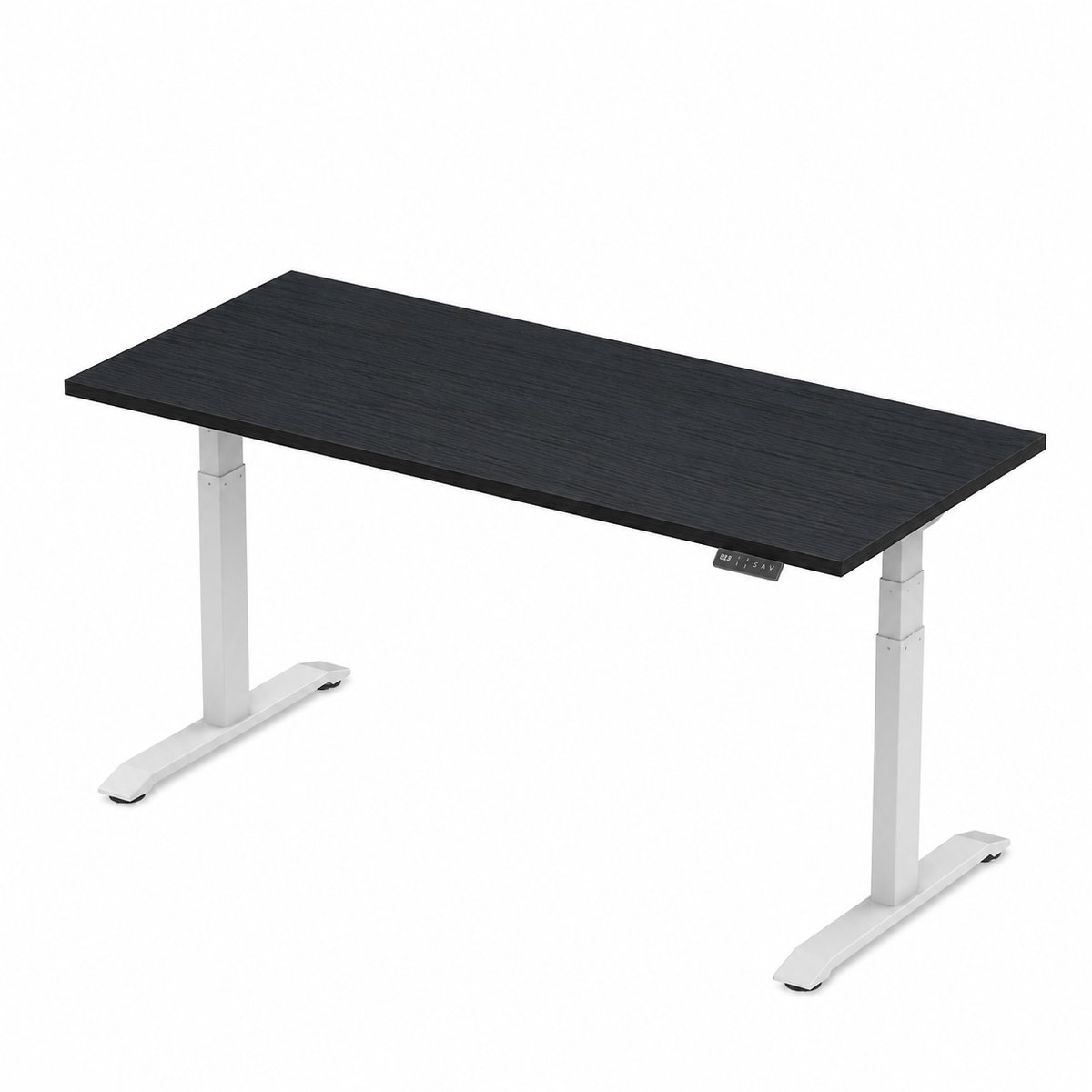 Zit-sta bureau elektrisch verstelbaar - 180 x 80 cm - hoogte 65-130 cm - NPR 1813 & NEN-EN 527 - wit onderstel / zwart eiken blad