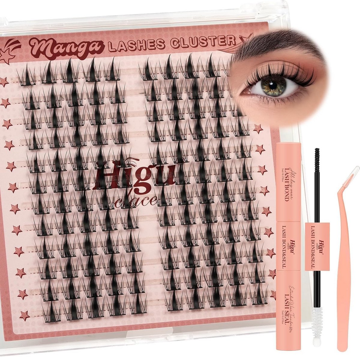 Cluster wimpers - Wimperverlenging set - Mooie ogen - Mix lengtes - 120 stuks - Natuurlijk zwart