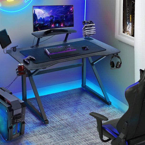 Ergonomisch Gamingbureau met Monitorhouder en Bekerhouder - 110x70 cm van Merkloos — afbeelding 2