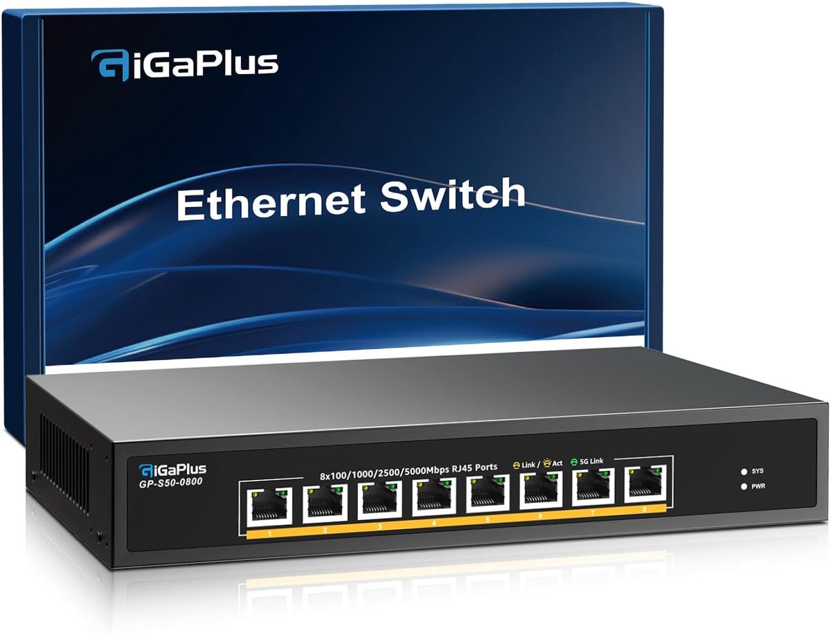 Netwerk Switch - Ethernet Hub - Hoge Snelheid Internet - 8 Poorten 5Gbps - 19 Inch Montage - Zwart