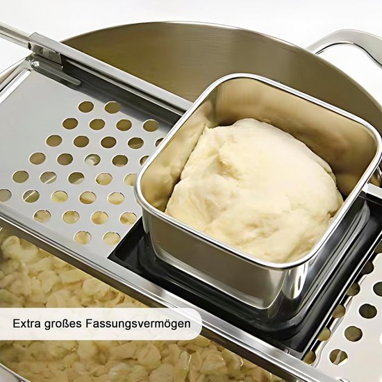 Spätzle Schaaf - Deegmaker Pasta - Zelf Pasta Maken - Met Deegslede - Pan tot 30cm - Zilver — afbeelding 4