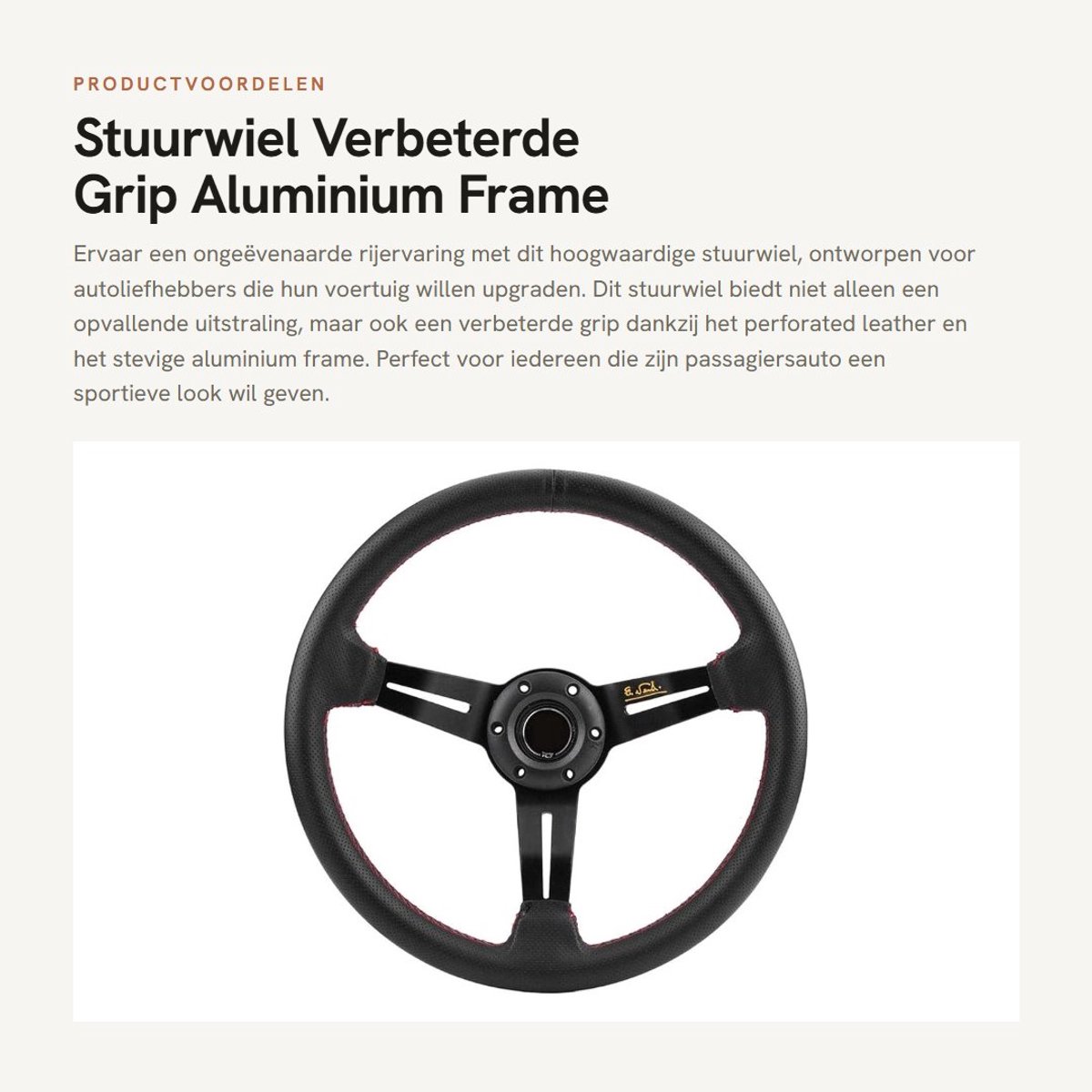 Dailygoods- Stuurwiel 350 mm - Universeel Aangepast - Aluminiumlegering - Geperforeerd Leer - Zwart/Rood - Verbeterde Greep - Racestuur