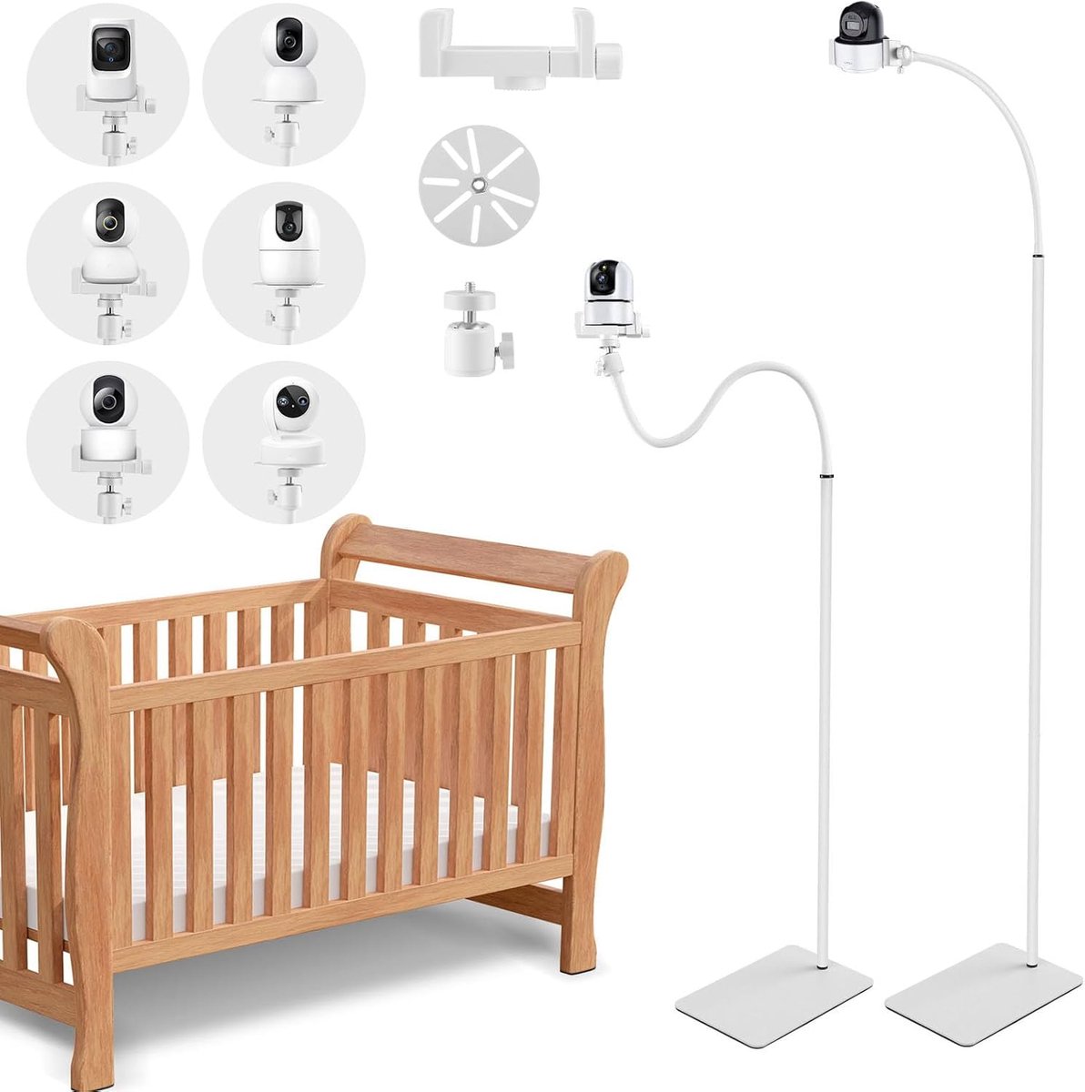 Baby Camera Houder - Monitor Standaard - Baby Bewaking - Flexibele Zwanenhals - Tot 170 cm - Zwart