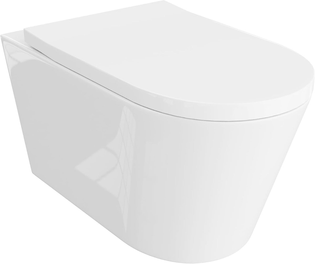 Hangend Toilet - Wandcloset Modern - Badkamer Vernieuwen - Tornado Spoelsysteem - 36 x 44 x 40 cm - Wit