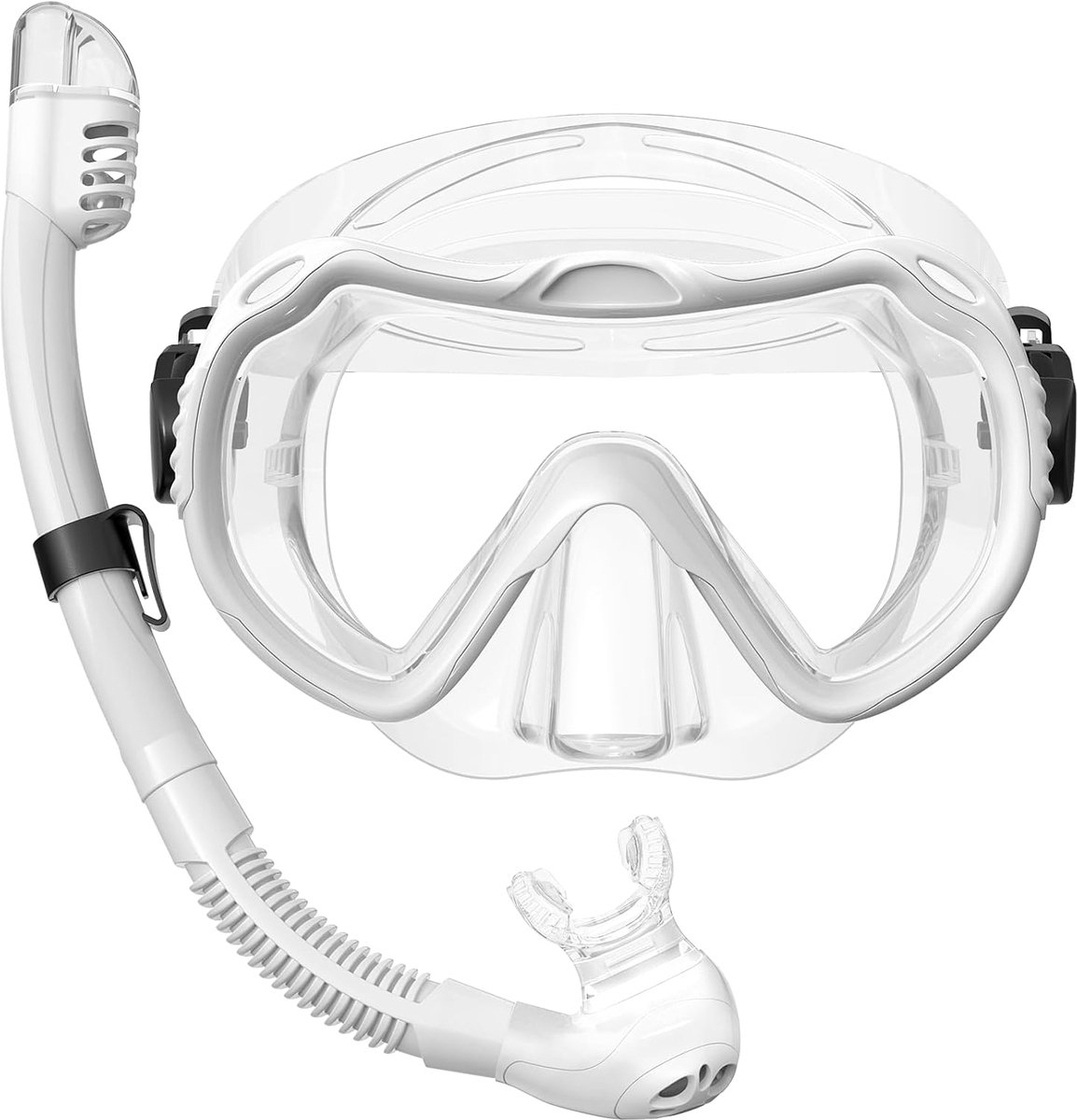 Snorkeluitrusting Geschikt voor volwassenen, snorkelmaskerset, 180° panoramische snorkeluitrusting, voedselveilig siliconen anti-condens en lekvrij droog duikmasker, Geschikt voor snorkelen en duiken.