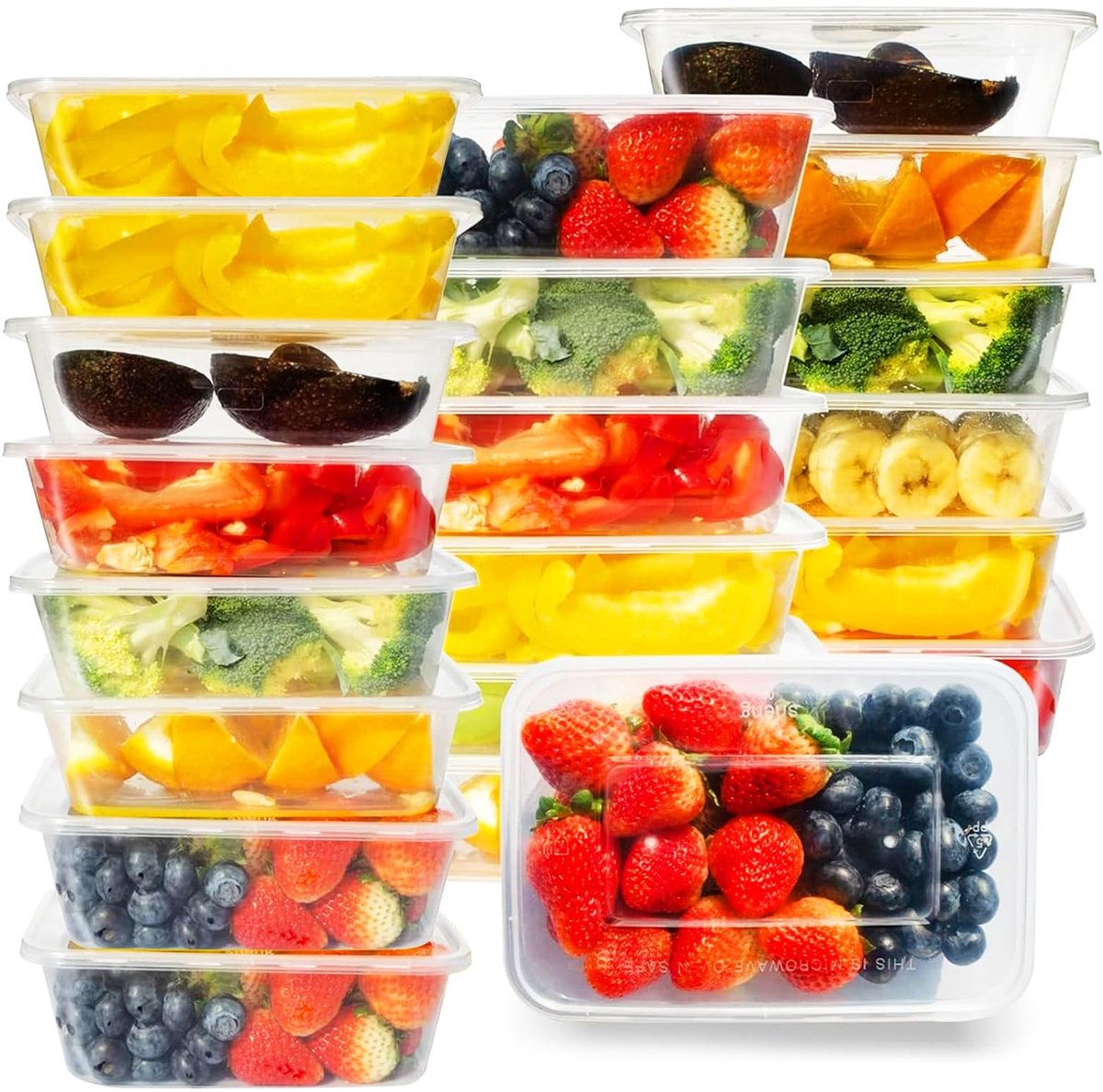 Dailygoods- Kunststof Dozen 50 Stuks - Herbruikbaar - 650 ml - Transparant - BPA-vrij - Stapelbaar - Voor Magnetron/Vriezer - Voedselcontainer